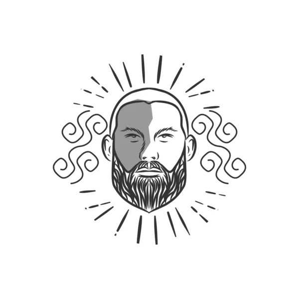 Лысый мужчина с бородой, вектор винтажного стиля — стоковый вектор