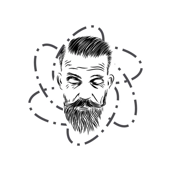 Estilo homem de cabelo com barba, estilo vintage —  Vetores de Stock