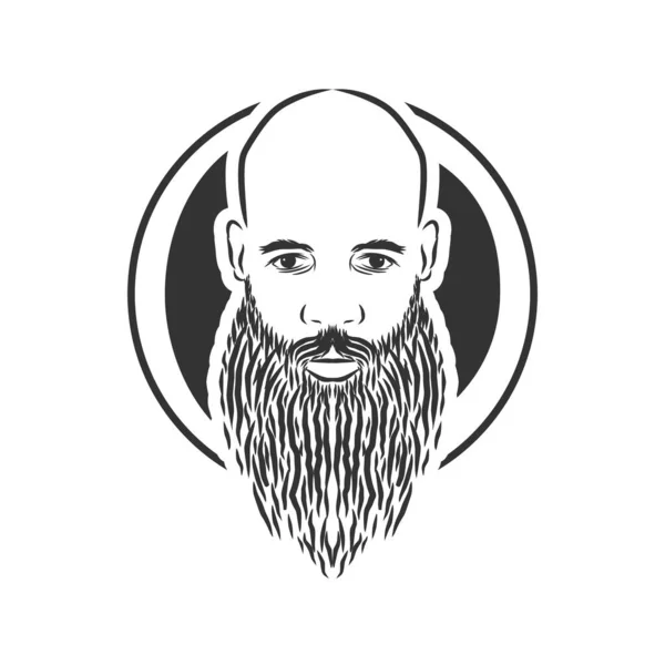 Hombre calvo con barba, vector de estilo vintage — Vector de stock