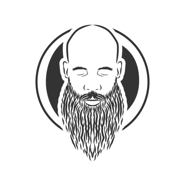 Bald man with beard, vintage style vector — Stock Vector