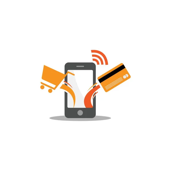 Вектор Дизайна Логотипа Мобильного Платежа Смартфона Иллюстрация Метода Мобильных Платежей — стоковый вектор