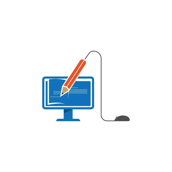 Ebook Logo Design Vector Electronic Library Icon Digital Learning Book — Vector de stock