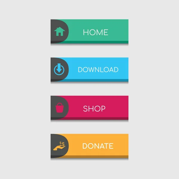 Красочная Коллекция Кнопок Веб Дизайна Плоским Дизайном Web Application Color — стоковый вектор