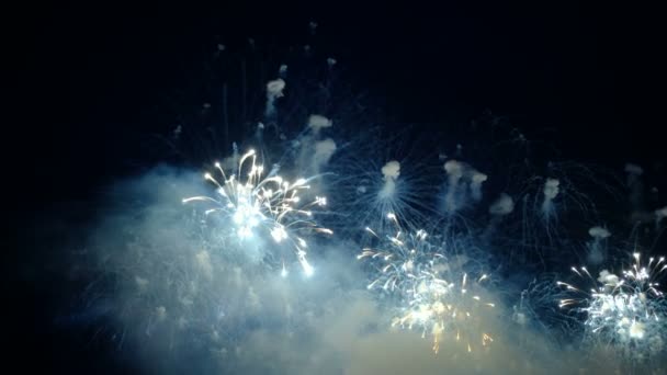 Fireworks, a beautiful multi-colored pyrotechnic and laser show. Salute at the celebration — Stock Video