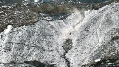 Kaya düşmesi dağlarda taş düşme aşağı glacier, ağır çekim