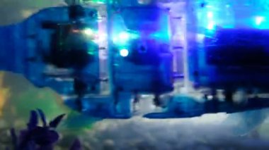 St. Petersburg, Rusya - 12 Kasım 2018: Balık cyborg robot gezen bir akvaryum içinde ampuller ile