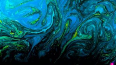 Siyah sıvı, soyut desenler karışık parlak psychedelic boyalar