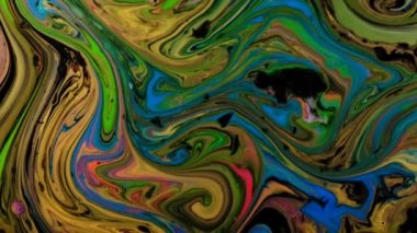 Çok renkli boyalar çok renkli ve kirli psychedelic kalıpları sıvı sallanır yan yana renkli.