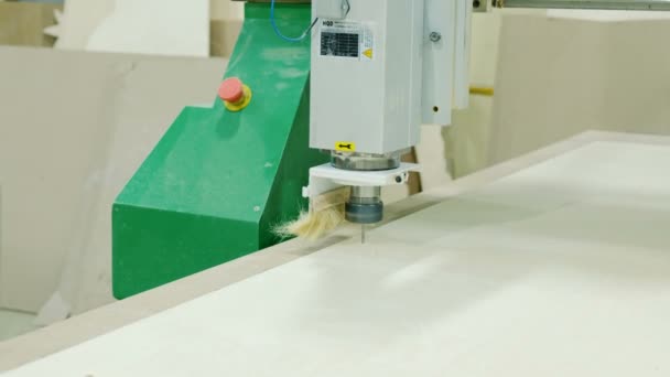 Moderne houtbewerking machine met Cnc, frezen van houtbewerking draaibank machine tool met Cnc, productie van de meubels — Stockvideo