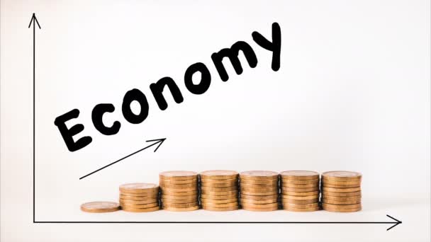 Graf mincí na obrázku ukazuje zlepšení ekonomiky — Stock video