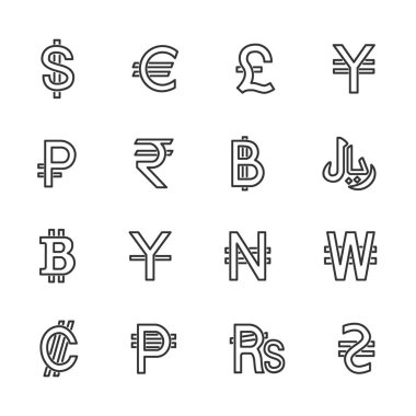 Vektör görüntü para birimine satır Icons set.