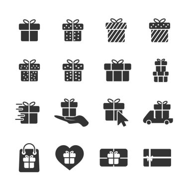 Hediye simgeler kümesi vektör görüntü.