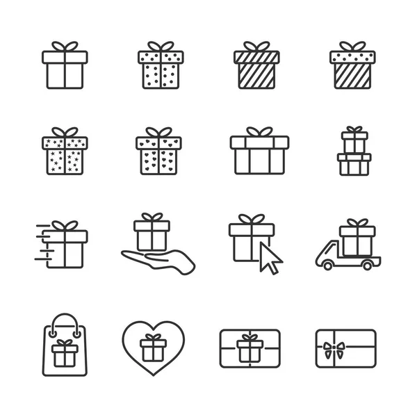 Vektör görüntü hediye satır Icons set.