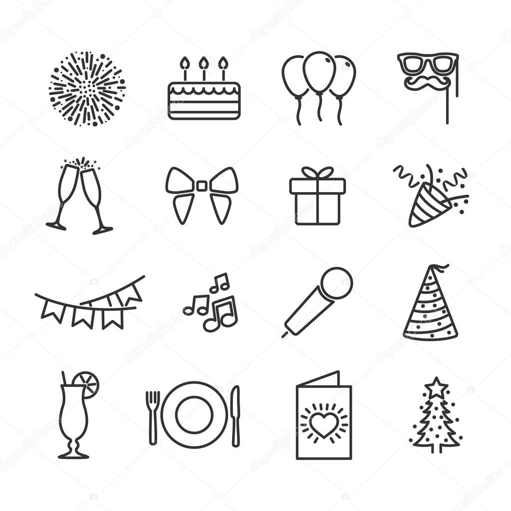 Vector image of set the party line icons.