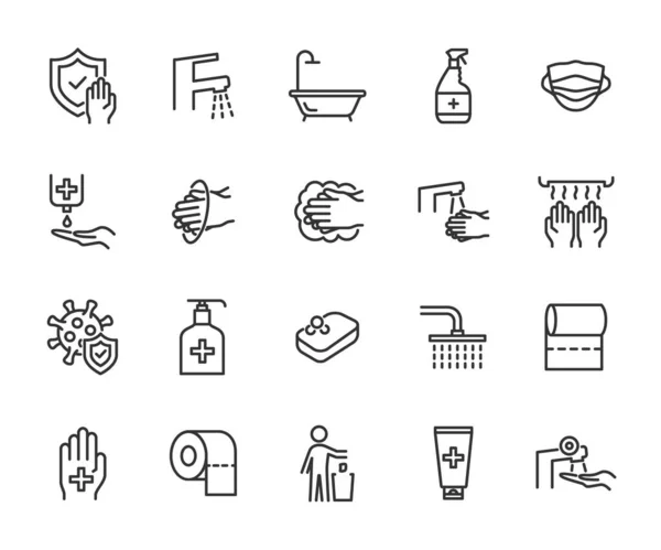 Векторный Набор Иконок Гигиены Содержит Иконы Моющие Руки Антисептик Мыло — стоковый вектор