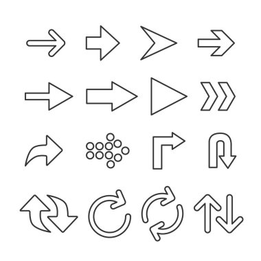 Ok çizgisi simgelerinin vektör resmi.