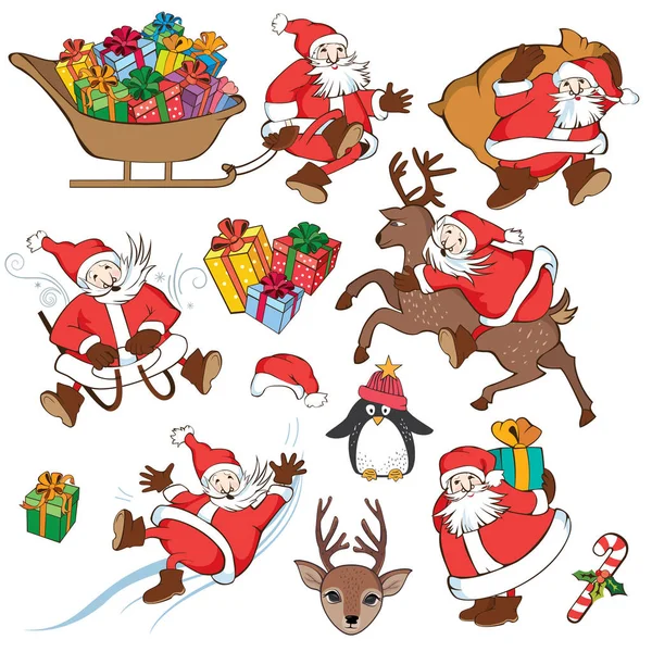 Christmas Set Santa Claus Vector Illustration Cartoon Style Royalty Free Stock Illustrations