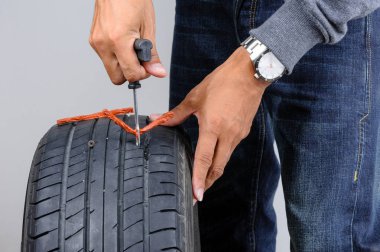 Düz otomobil lastiği tamir takımı, lastik tak tamir takımı için tubeless lastik ile tamir adam.