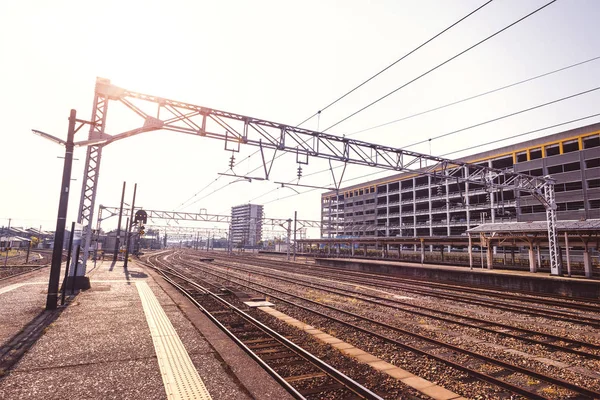 Ferrocarriles Vías Tren Estación Takaoka Japón — Foto de Stock