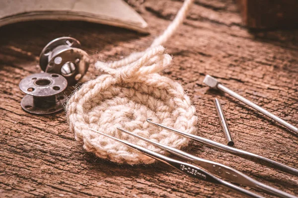 Apparatuur Voor Breien Haken Haken Haak Wol Garen Naald — Stockfoto