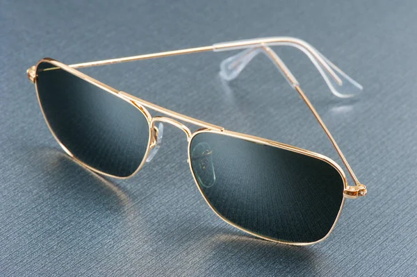 Men Accessories Closeup Sunglasses Gold Frame — Stock Photo, Image