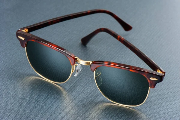 Accessories Closeup Classic Sunglasses Gold Frame — Stock Photo, Image