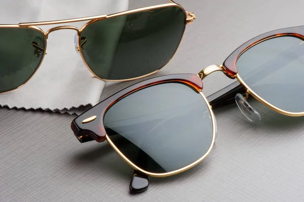 Accessories Closeup Sunglasses Gold Frame — Stock Photo, Image