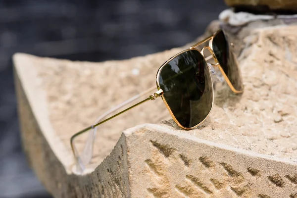 Accessories Closeup Sunglasses Gold Frame — Stock Photo, Image