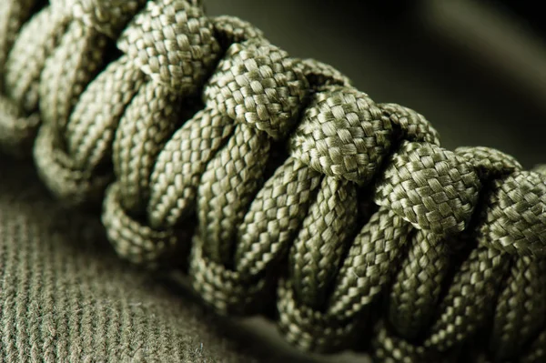 Braided green paracord — Stock Photo, Image