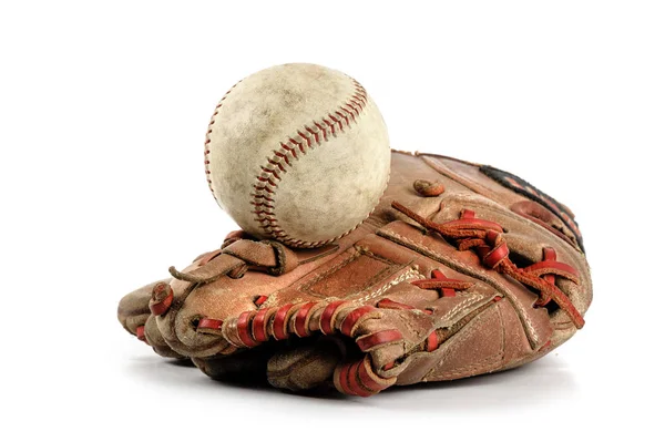 Honkbal handschoen over Wit — Stockfoto