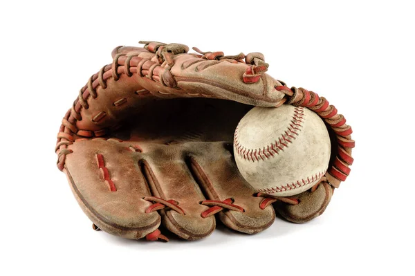 Honkbal handschoen over Wit — Stockfoto