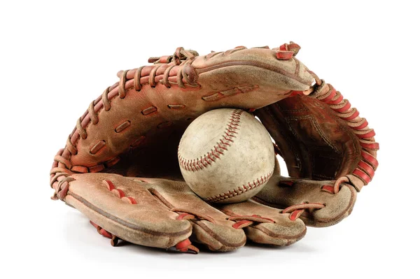 Guanto da baseball sopra bianco — Foto Stock