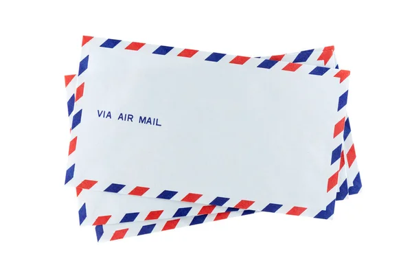 Neuer Luftpost Umschlag Isoliert Über Weißem Hintergrund — Stockfoto