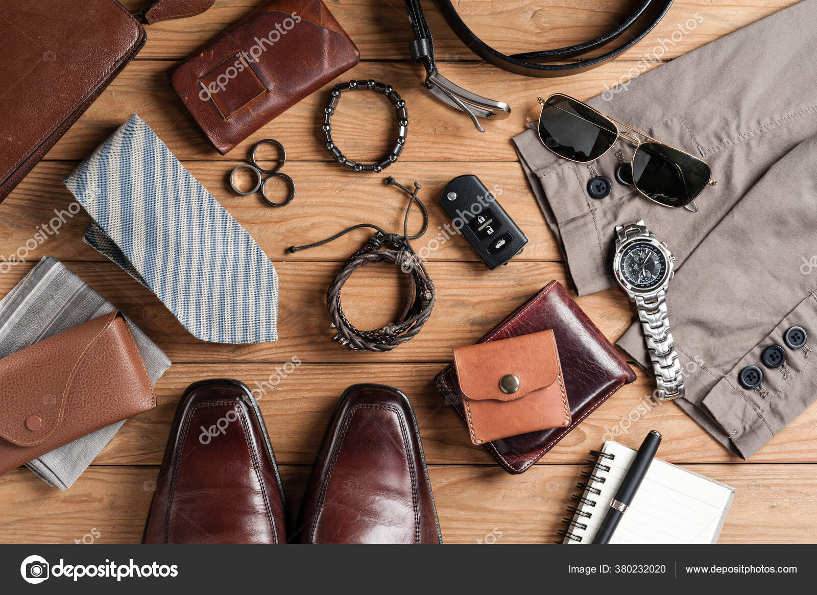 Men's Accessories Outfit Old Wood Background — Stock Photo