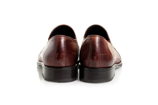 Braune Lederschuhe Für Männer Luxuslederschuhe Auf Weißem Hintergrund — Stockfoto