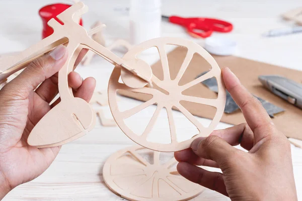 Balsa Wood Bicycle Model Kits Hobby Leisure 컨셉트 — 스톡 사진