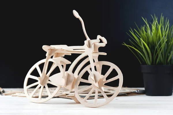 Balsa wood bicycle model kits, Hobby and leisure concept