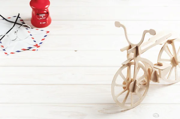 Balsa Holz Fahrrad Modellbausätze Hobby Und Freizeitkonzept — Stockfoto