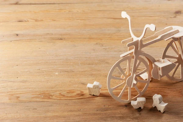 Balsa Wood Bicycle Model Kits Hobby Leisure Concept Blank Wood — Stock Photo, Image