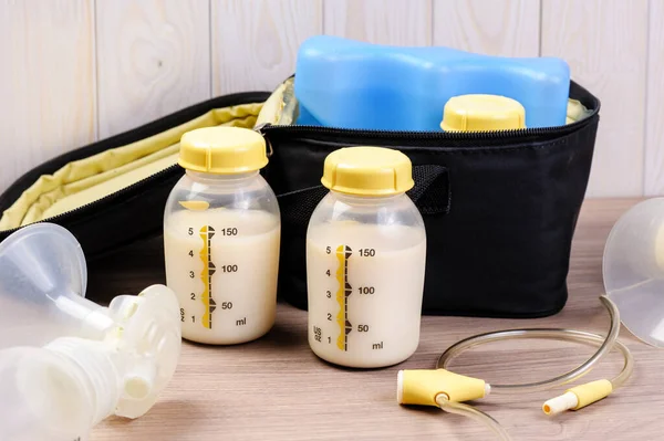 Bottle Mother Breast Milk Breast Milk Storage Handling Concept — Stock Photo, Image