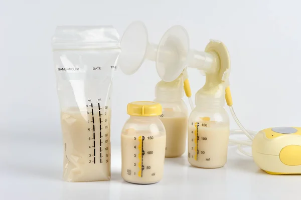Бутылка Материнского Грудного Молока Хранение Грудного Молока Концепция Обращения Ним — стоковое фото