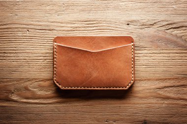 Erkek derisi aksesuar, el yapımı sebze bronzlaşmış deri minimalist cüzdan.