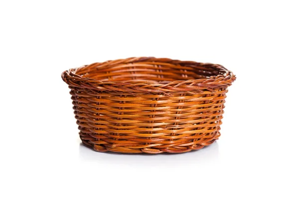 Empty Brown Wicker Basket Isolated White Graphic Resource — Stock Photo, Image