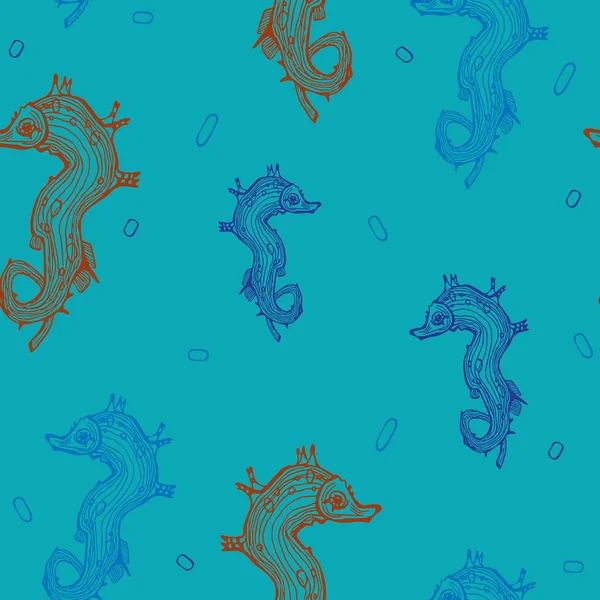 Бесшовный Рисунок Морским Коньком Векторное Животное — стоковый вектор