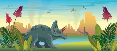 Dinosaurs and prehistoric nature. clipart
