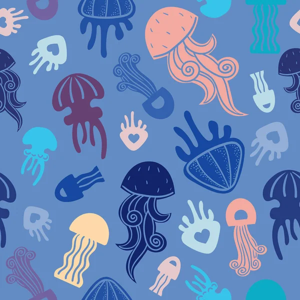 Бесшовный рисунок с медузами . — стоковый вектор