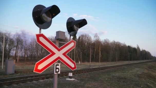 Traffic Light Intersection Railway Road — Stock Video