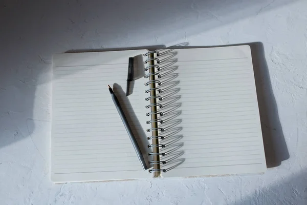 Notebook Pen White Background Shadows — Stock Photo, Image