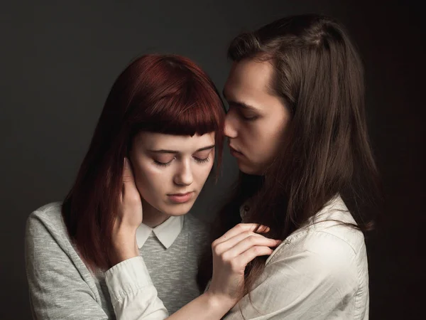 Lovely Couple Studio Low Key — Stock Photo, Image