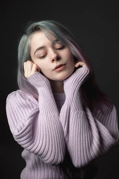 Portrait Young Woman Dyed Hair — Stock Photo, Image